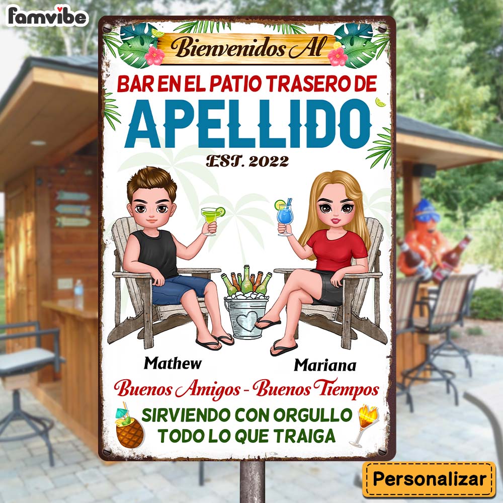 Personalized Gift For Family Backyard Bar Patio Spanish Metal Sign 25925 Primary Mockup