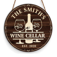 Personalized Gift For Family Wine Cellar Round Wood Sign 25932 thumb 1