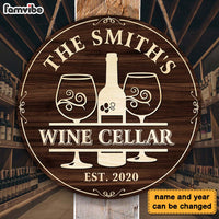 Personalized Gift For Family Wine Cellar Round Wood Sign 25932 thumb 1