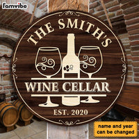 Personalized Gift For Family Wine Cellar Round Wood Sign 25932 thumb 1