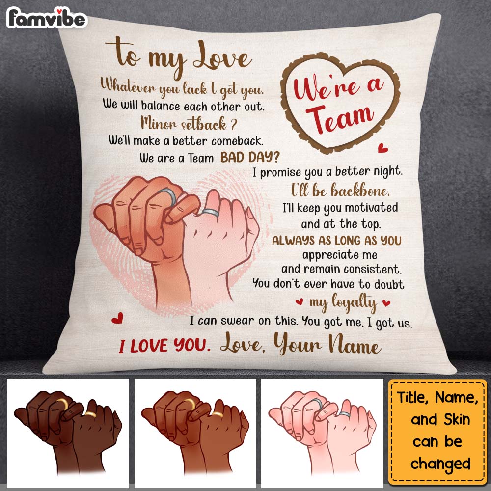 Personalized Gift For Couple We're A Team Forever Hand Pillow 25969 Primary Mockup