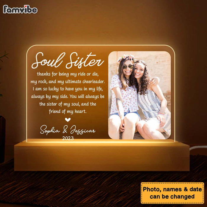 Personalized Thanks For Being My Ride Or Die  Soul Sister Gifts Plaque LED Lamp Night Light 25976 1