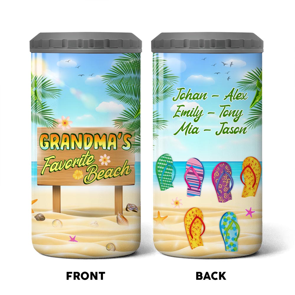Personalized Gift for Grandma's Favorite Beach Filp Flop 4 in 1 Can Cooler 25978 Primary Mockup