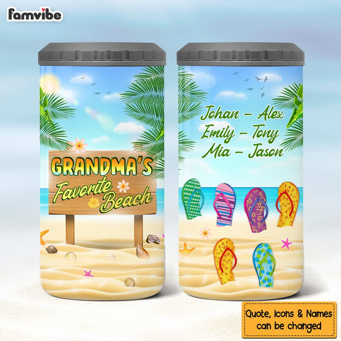 Personalized Gift for Grandma's Favorite Beach Filp Flop 4 in 1 Can Cooler 25978 1