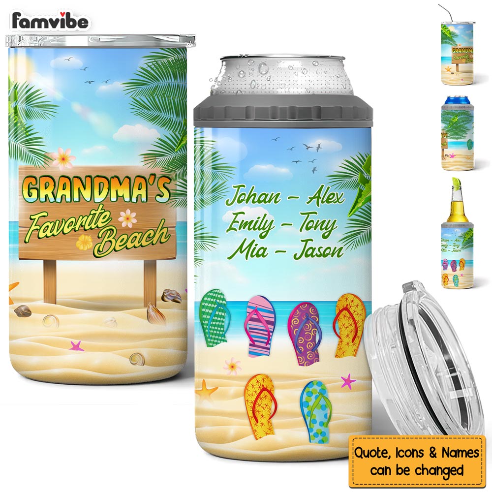 Personalized Gift for Grandma's Favorite Beach Filp Flop 4 in 1 Can Cooler 25978 Primary Mockup