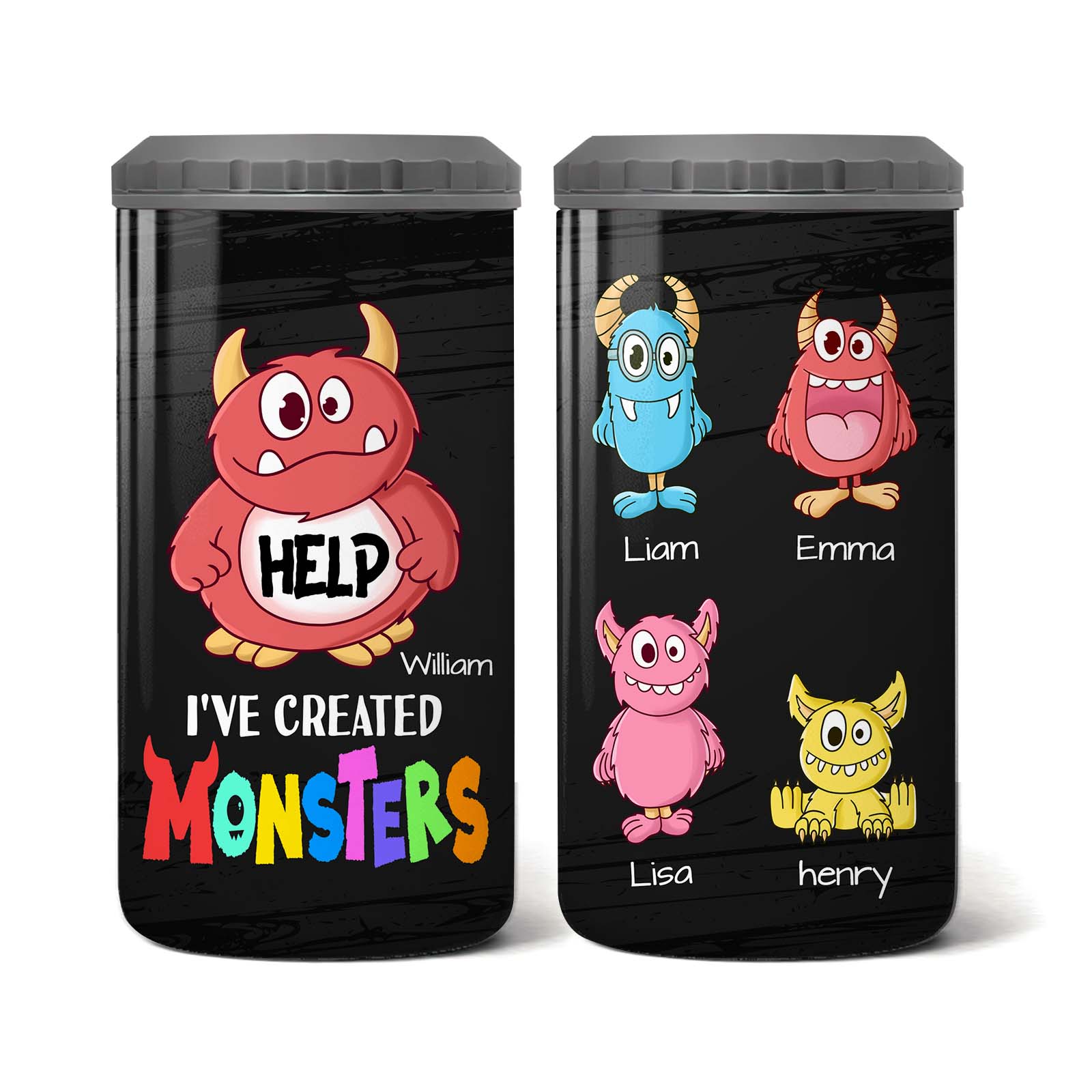 Personalized Help! I've Created A Monster 4 in 1 Can Cooler 25987 Primary Mockup
