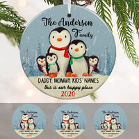 Personalized Christmas Penguin Family Ornament OB22 85O60 thumb 1