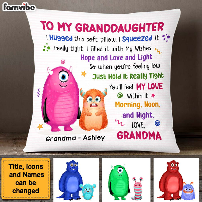 Personalized Gift For Granddaughter Monster Hug This Pillow 25520 1