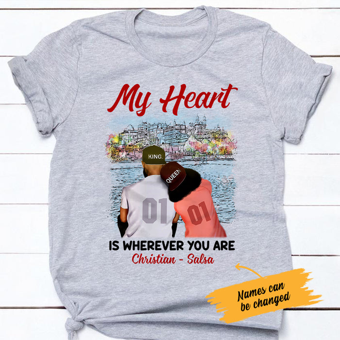 Personalized BWA Couple My Heart Is Wherever You Are T Shirt AG262 73O47 1