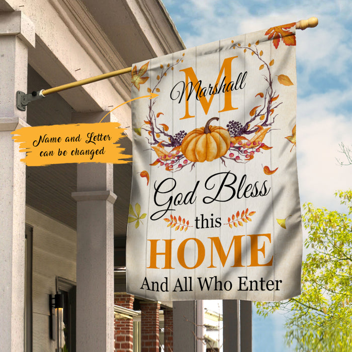 Personalized Thankful Fall God Bless This Home Flag AG222 95O47 1