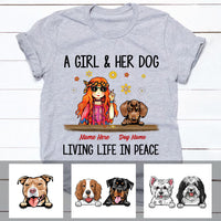 Personalized Hippie Girl And Dog Living In Peace T Shirt JR221 67O60 thumb 1