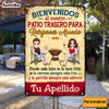Personalized Backyard Chillin & Grillin Spanish Patio Metal Sign 26000 1