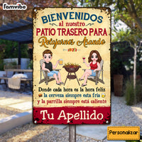 Personalized Backyard Chillin & Grillin Spanish Patio Metal Sign 26000 thumb 1