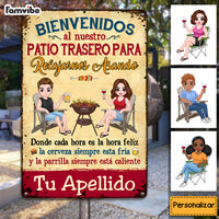 Personalized Backyard Chillin & Grillin Spanish Patio Metal Sign 26000 thumb 1