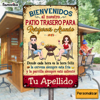 Personalized Backyard Chillin & Grillin Spanish Patio Metal Sign 26000 thumb 1