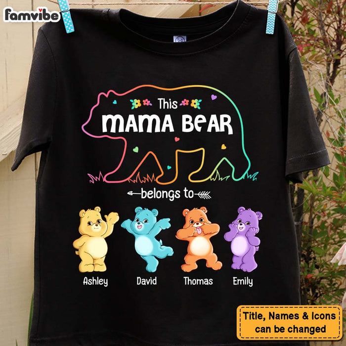 Personalized Mama Bear V-Neck T-Shirt