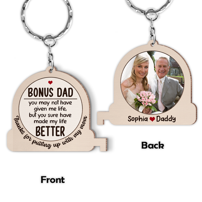 Personalized Gift For Bonus Dads Wood Keychain 26003 1