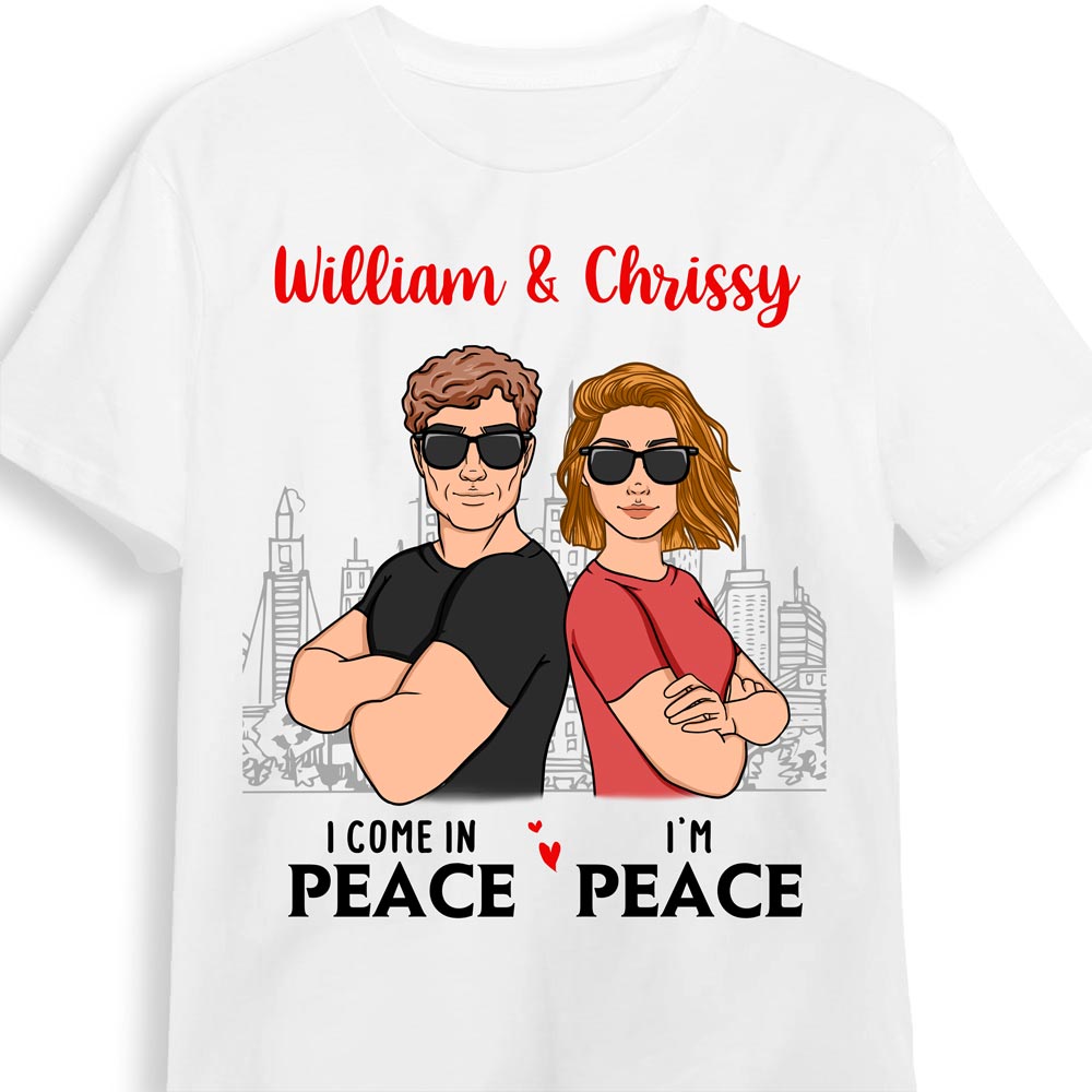 Personalized Gift For Couple Come In Peace Shirt Hoodie Sweatshirt 26016 Primary Mockup
