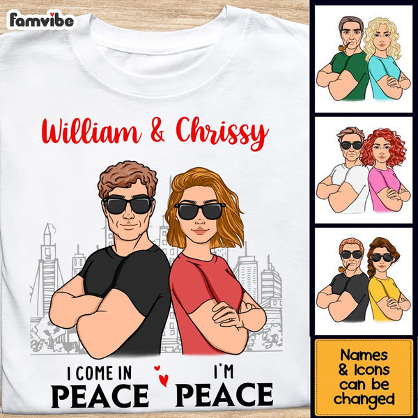 Couple Christmas Sweaters I Come In Peace I'm Peace Funny Couples Matching T -Shirt NHU Tee Tank Top Hoodie Sweatshirt Gifts Men Women Black I Come In Peace Im Peace Couples Shirts