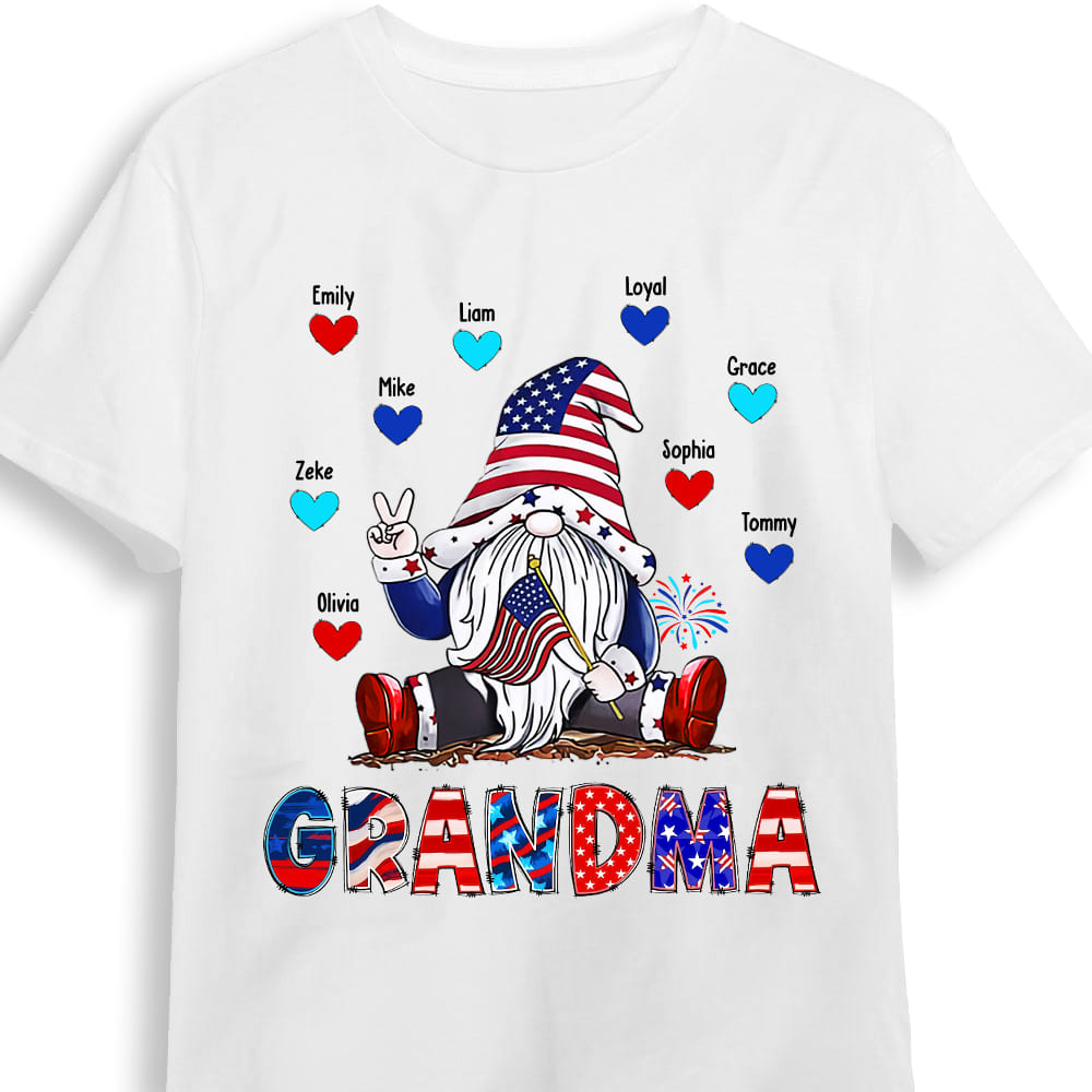 Personalized Grandma And Grandkids Gnome 4th of July Shirt Hoodie Sweatshirt 26020 Primary Mockup