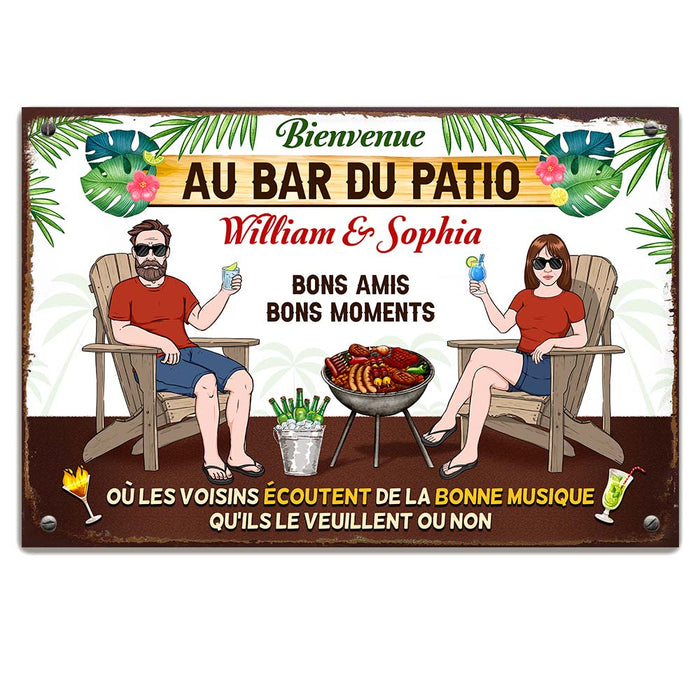 Personalized Gift for Family French Bienvenue Sur Le Patio Metal Sign 26033 1