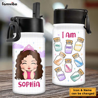 Personalized Gift For Daughter Granddaughter Self Affirmations Kids Water Bottle With Straw Lid 26038 thumb 1