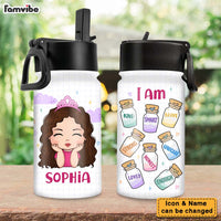 Personalized Gift For Daughter Granddaughter Self Affirmations Kids Water Bottle With Straw Lid 26038 thumb 1