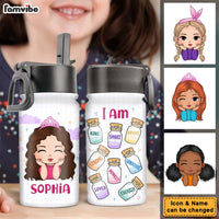 Personalized Gift For Daughter Granddaughter Self Affirmations Kids Water Bottle With Straw Lid 26038 thumb 1
