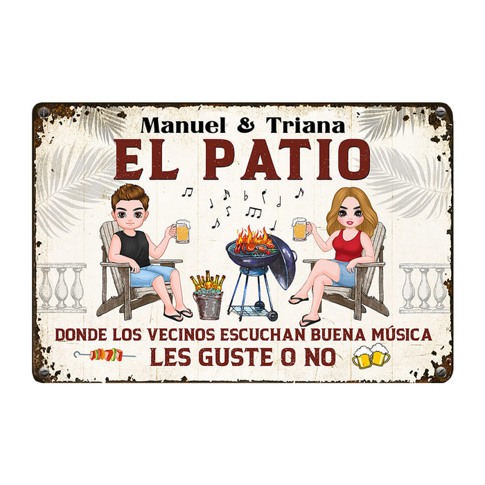 Personalized Gift For Couple Husband Wife Patio Grilling Spanish Metal Sign 26039 1