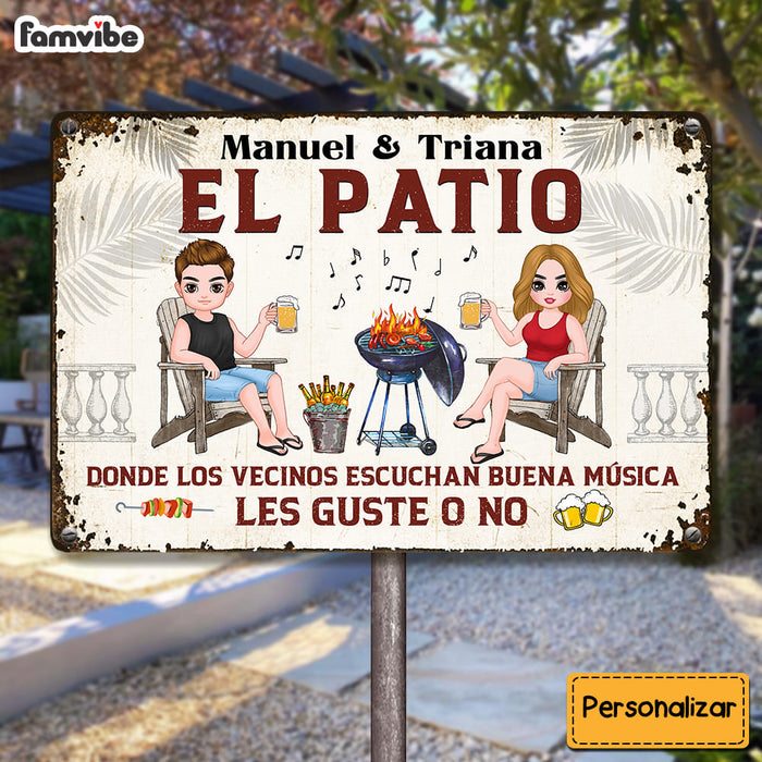 Personalized Gift For Couple Husband Wife Patio Grilling Spanish Metal Sign 26039 1