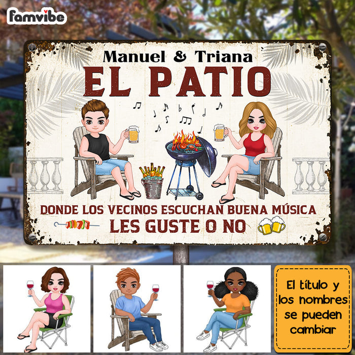 Personalized Gift For Couple Husband Wife Patio Grilling Spanish Metal Sign 26039 1