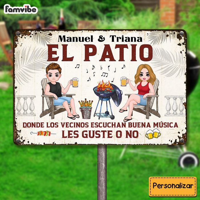 Personalized Gift For Couple Husband Wife Patio Grilling Spanish Metal Sign 26039 1