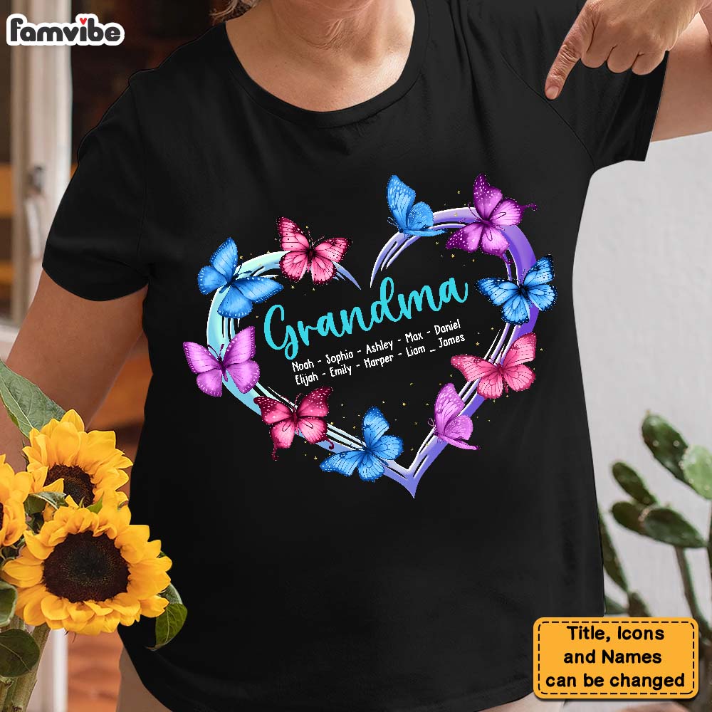 Personalized Gift For Mom Grandma Butterflies Shirt Hoodie Sweatshirt 26050 Primary Mockup