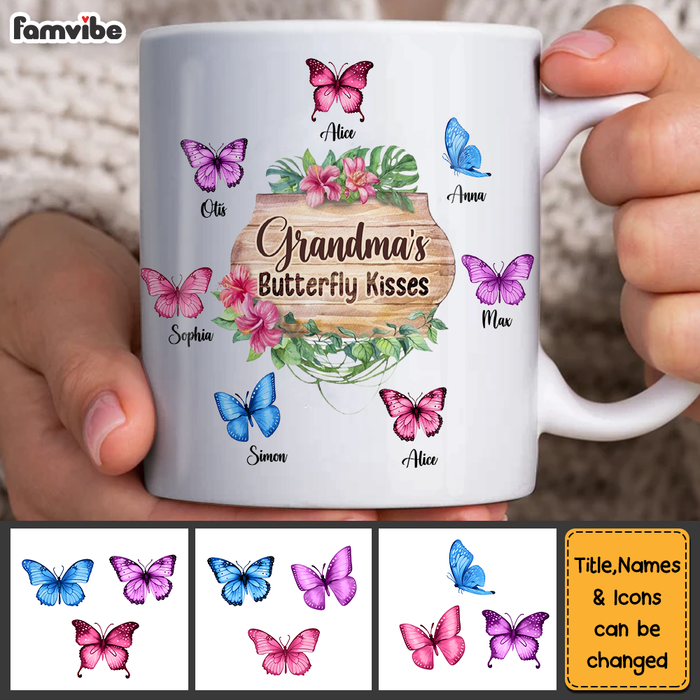 Personalized Gift For Grandma Butterfly Kisses Mug 26053 1