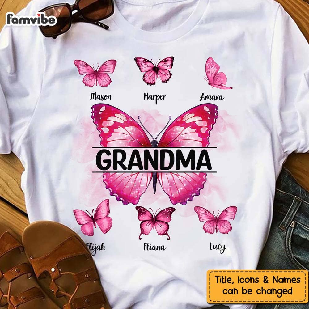 Personalized Gift For Mom Grandma Butterflies Shirt Hoodie Sweatshirt 26056 Primary Mockup