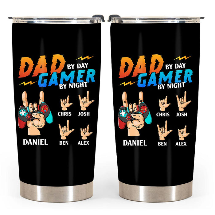 Personalized Dad By Day Gamer By Night Steel Tumbler  26063 1