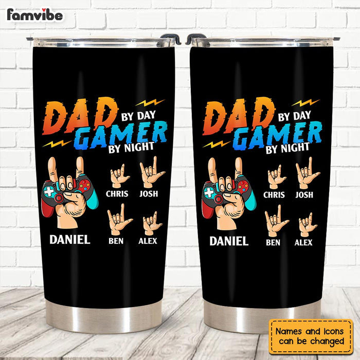 Personalized Dad By Day Gamer By Night Steel Tumbler  26063 1