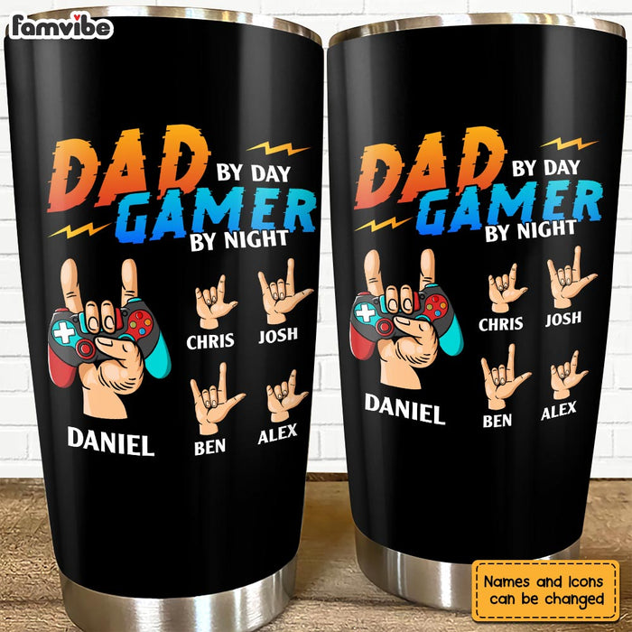 Personalized Dad By Day Gamer By Night Steel Tumbler  26063 1
