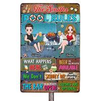 Personalized Gift For Couple Pool Rule Metal Sign 26066 thumb 1