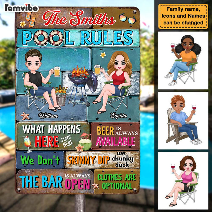 Personalized Gift For Couple Pool Rule Metal Sign 26066 1
