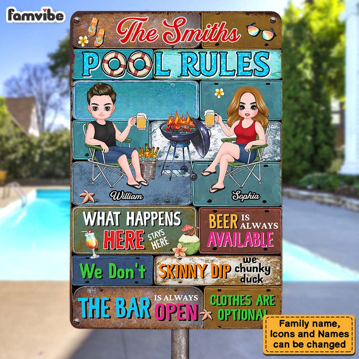 Personalized Gift For Couple Pool Rule Metal Sign 26066 1