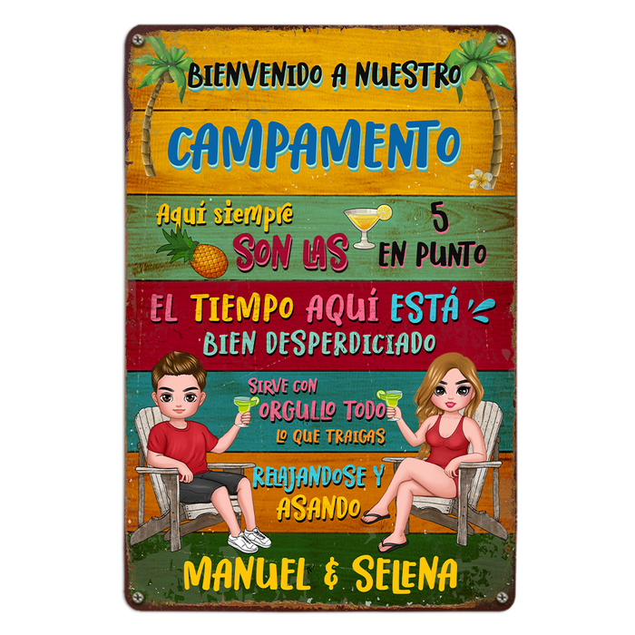 Personalized Gift For Couple Husband Wife Patio Backyard Bar Spanish Metal Sign 26069 1