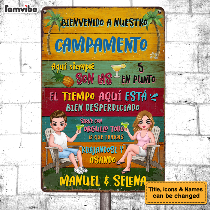 Personalized Gift For Couple Husband Wife Patio Backyard Bar Spanish Metal Sign 26069 1