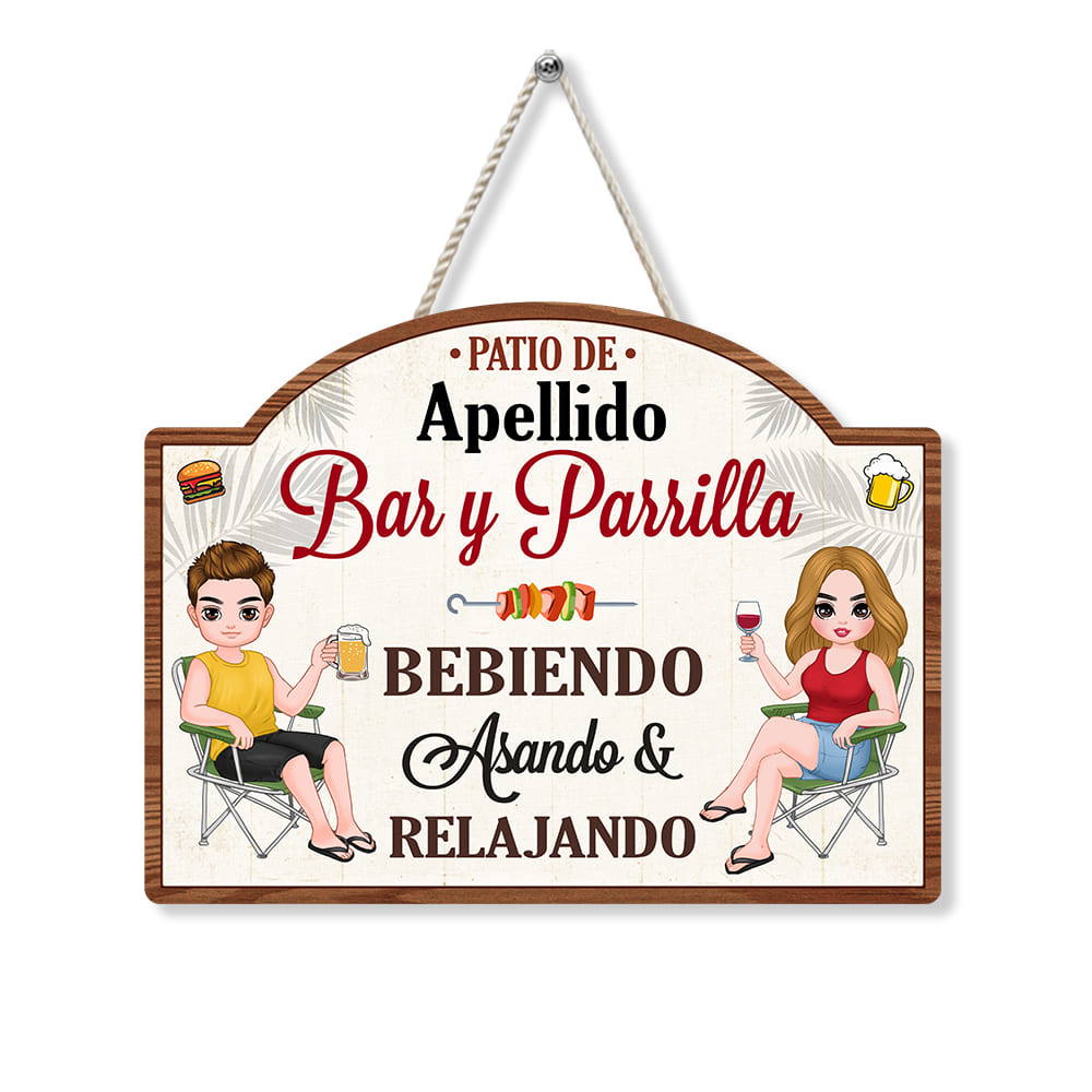 Personalized Gift For Couple Husband Wife Family Patio Spanish Wood Sign 26081 Primary Mockup