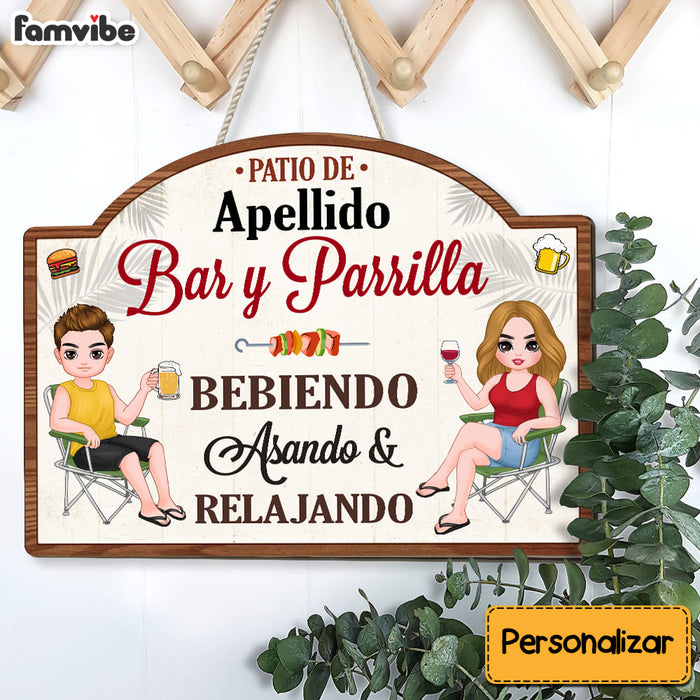 Personalized Gift For Couple Husband Wife Family Patio Spanish Wood Sign 26081 1