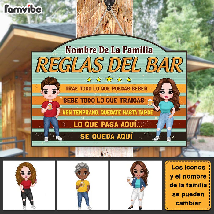 Personalized Gift For Couple Husband Wife Outdoor Spanish Bar Rules Wood Sign 26082 1