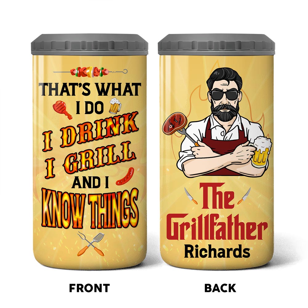 Personalized That's What I Do I Drink I Grill And I Know Things 4 in 1 Can Cooler 26088 Primary Mockup