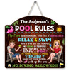 Personalized Gift For Couple Husband Wife Pool Rules Wood Sign 26093 1