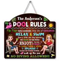 Personalized Gift For Couple Husband Wife Pool Rules Wood Sign 26093 thumb 1