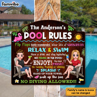 Personalized Gift For Couple Husband Wife Pool Rules Wood Sign 26093 thumb 1